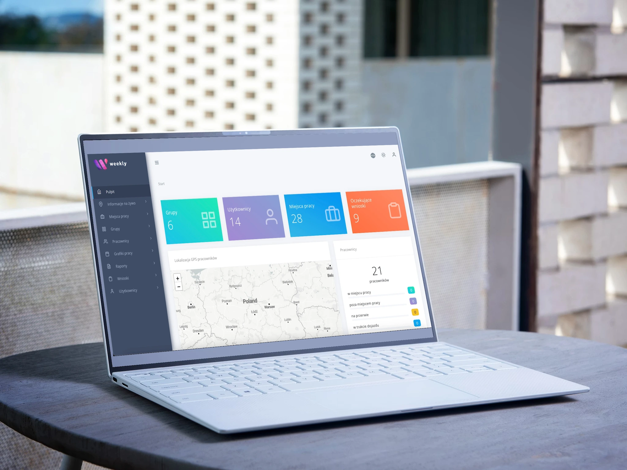 Laptop z dashboard Weekly